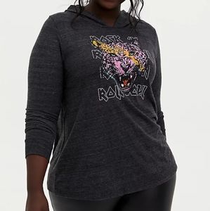 Torrid Cheetah Black Vintage Burnout Hoodie NWT
